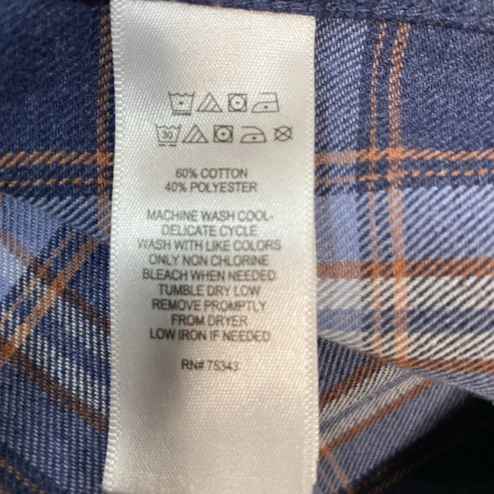 Telluride Clothing Co. Shirt‎ Men's Size XL  Blue Flannel Plaid Cotton Button Up